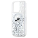 Karl Lagerfeld Apple iPhone 15 Pro hardcase Liquid Glitter Karl&Choupette Head MagSafe transparent
