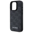 Karl Lagerfeld Apple iPhone 15 Pro hardcase Leather Monogram Metal Logo MagSafe black