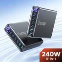 Tech-Protect DC240W-GAN 6-port Desktop Charger PD 240W / QC3.0 Black