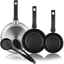 Magefesa Frying Pan Silver Stainless Steel ? 24 cm ? 20 cm ? 28 cm 3 Pieces