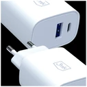 3MK FlowPower USB-A + USB-C 25W PD QC4+ Wall Charger White