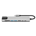 Tech-Protect HB09 Hub Adapter 8in1 USB-C / 2xUSB-A 3.0, USB-C 3.0, USB-C PD 100W, HDMI 4K 60Hz, SD/TF, RJ45 1000Mb/s Space Grey