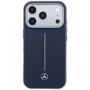Mercedes Leather Semi Wrap Iconic Line MagSafe Apple iPhone 17 Pro navy blue
