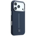 Mercedes Leather Semi Wrap Iconic Line MagSafe Apple iPhone 17 Pro navy blue