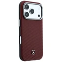Mercedes Leather Semi Wrap Wood Effect MagSafe Apple iPhone 17 Pro red