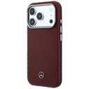 Mercedes Leather Semi Wrap Wood Effect MagSafe Apple iPhone 17 Pro Max red