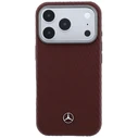 Mercedes Leather Semi Wrap Wood Effect MagSafe Apple iPhone 17 Pro Max red