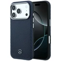 Mercedes Leather Semi Wrap Wood Effect MagSafe Apple iPhone 17 Pro Max navy blue