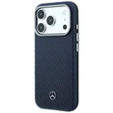 Mercedes Leather Semi Wrap Wood Effect MagSafe Apple iPhone 17 Pro Max navy blue