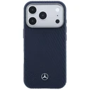 Mercedes Leather Semi Wrap Wood Effect MagSafe Apple iPhone 17 Pro Max navy blue