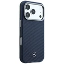 Mercedes Leather Semi Wrap Wood Effect MagSafe Apple iPhone 17 Pro Max navy blue