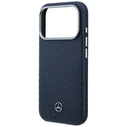 Mercedes Leather Semi Wrap Wood Effect MagSafe Apple iPhone 17 Pro Max navy blue