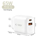 Tech-Protect NCA65W-GAN USB-A, USB-C Network Charger PD 65W / QC3.0 White