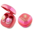 Wireless TWS in-ear headphones Guess GUTWSJ144ESF + docking station Iridescent 4G Printed Logo fuchsia