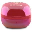 Wireless TWS in-ear headphones Guess GUTWSJ144ESF + docking station Iridescent 4G Printed Logo fuchsia