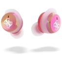Wireless TWS in-ear headphones Guess GUTWSJ144ESF + docking station Iridescent 4G Printed Logo fuchsia