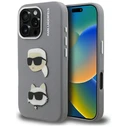Karl Lagerfeld FW Grained Karl & Choupette Heads Pins Apple iPhone 16 Pro Max grey