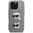 Karl Lagerfeld FW Grained Karl & Choupette Heads Pins Apple iPhone 16 Pro Max grey