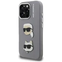 Karl Lagerfeld FW Grained Karl & Choupette Heads Pins Apple iPhone 16 Pro grey