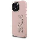 Karl Lagerfeld FW Grained Signature Logo Apple iPhone 16 Pro pink