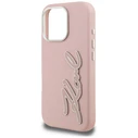 Karl Lagerfeld FW Grained Signature Logo Apple iPhone 16 Pro pink