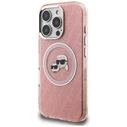 Karl Lagerfeld IML Glitter Karl & Choupette Heads Logo MagSafe Apple iPhone 16 Pro pink