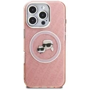 Karl Lagerfeld IML Glitter Karl & Choupette Heads Logo MagSafe Apple iPhone 16 Pro pink