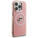 Karl Lagerfeld IML Glitter Karl & Choupette Heads Logo MagSafe Apple iPhone 16 Pro pink