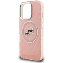 Karl Lagerfeld IML Glitter Karl & Choupette Heads Logo MagSafe Apple iPhone 16 Pro pink