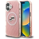 Karl Lagerfeld IML Glitter Karl & Choupette Heads Logo MagSafe Apple iPhone 16 pink
