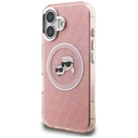 Karl Lagerfeld IML Glitter Karl & Choupette Heads Logo MagSafe Apple iPhone 16 pink