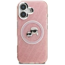 Karl Lagerfeld IML Glitter Karl & Choupette Heads Logo MagSafe Apple iPhone 16 pink