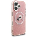 Karl Lagerfeld IML Glitter Karl & Choupette Heads Logo MagSafe Apple iPhone 16 pink