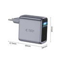 Tech-Protect PowerVision NC140W-GaN USB-A, 3xUSB-C Network Charger PD 140W / QC3.0 Dark Grey