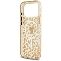 Guess IML Leopard Glitter Triangle Logo MagSafe Apple iPhone 18 Pro / 17 Pro brown