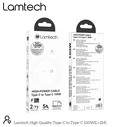 Καλώδιo USB Lamtech Type-C to Type-C 100W FAST CHARGE 2M