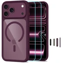 Tech-Protect MagOne MagSafe CC + Glass 2-pack Apple iPhone 17 Pro Max / 18 Pro Max Dark Cherry/clear