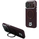 Karl Lagerfeld with Ring Stand 360 Choupette Head Pin MagSafe Apple iPhone 18 Pro / 17 Pro burgundy