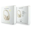 Guess Metallic Effect Metal Script Logo Bluetooth ENC Over-Ear Headphones Beige