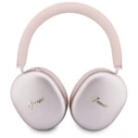 Guess Metallic Effect Metal Script Logo Bluetooth ENC Over-Ear Headphones Pink