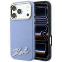 Karl Lagerfeld Grained with Resin Signature Logo MagSafe Apple iPhone 18 Pro Max / 17 Pro Max light blue