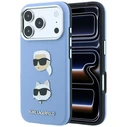 Karl Lagerfeld Saffiano with Karl & Choupette Heads Pins & Logo Apple iPhone 18 Pro / 17 Pro light blue