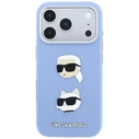 Karl Lagerfeld Saffiano with Karl & Choupette Heads Pins & Logo Apple iPhone 18 Pro / 17 Pro light blue