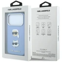 Karl Lagerfeld Saffiano with Karl & Choupette Heads Pins & Logo Apple iPhone 18 Pro / 17 Pro light blue