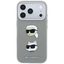 Karl Lagerfeld Saffiano with Karl & Choupette Heads Pins & Logo Apple iPhone 18 Pro / 17 Pro grey