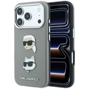 Karl Lagerfeld Saffiano with Karl & Choupette Heads Pins & Logo Apple iPhone 18 Pro Max / 17 Pro Max grey
