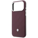 BMW Quilted Pattern Metal Logo Apple iPhone 18 Pro Max / 17 Pro Max burgundy