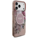 Guess IML Flowers Pearl Strap MagSafe Apple iPhone 18 Pro / 17 Pro pink
