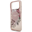 Guess IML Flowers Pearl Strap MagSafe Apple iPhone 18 Pro / 17 Pro pink
