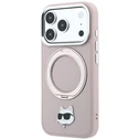 Karl Lagerfeld with Ring Stand 360 Choupette Head Pin MagSafe Apple iPhone 18 Pro / 17 Pro pink